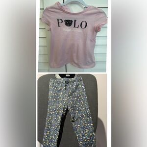 Ralph Lauren Kids Floral Jersey leggings with floral polo jersey tee